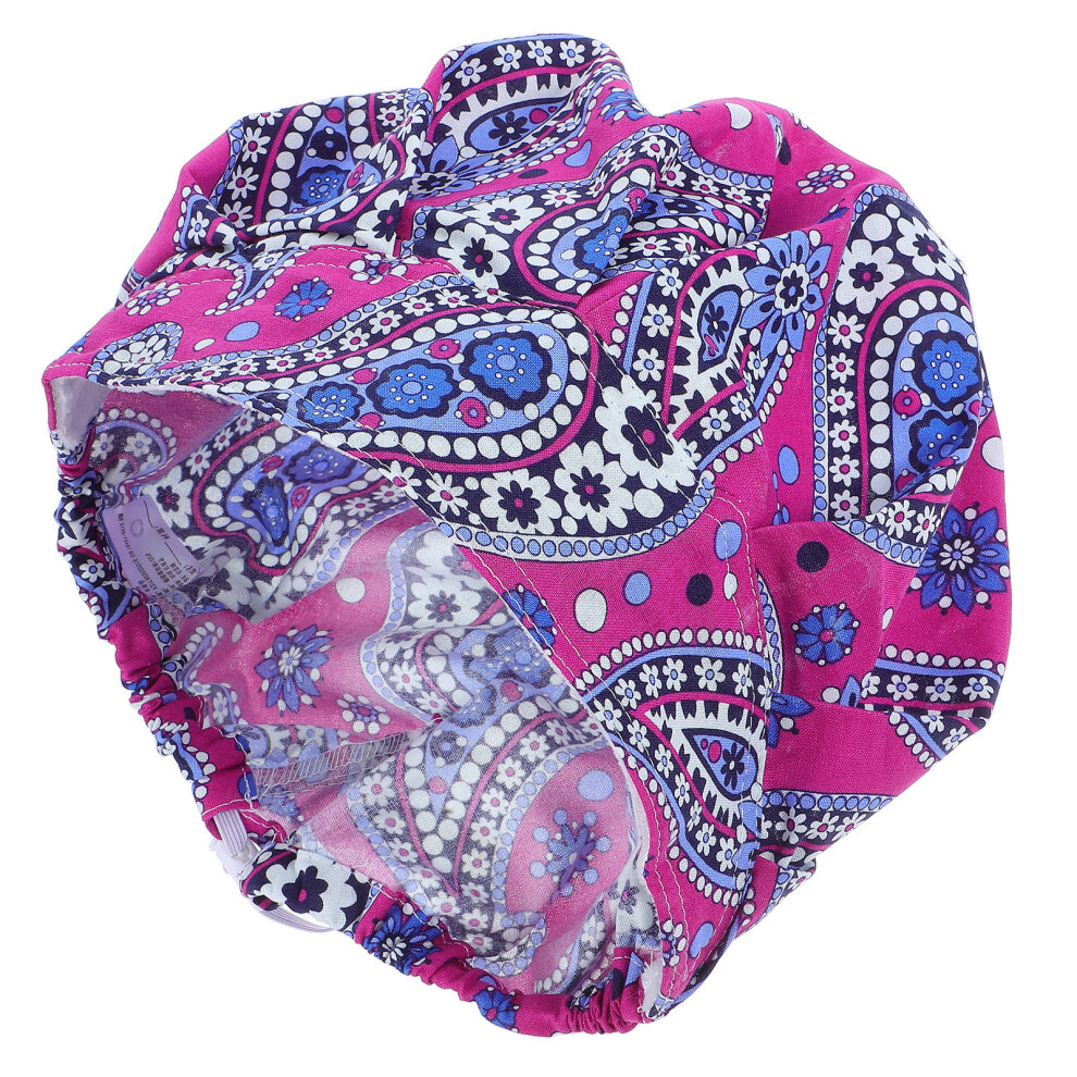Purple Flower Printed Cotton Operating Room Hat For Chef Nurse Doctor 3321641649531