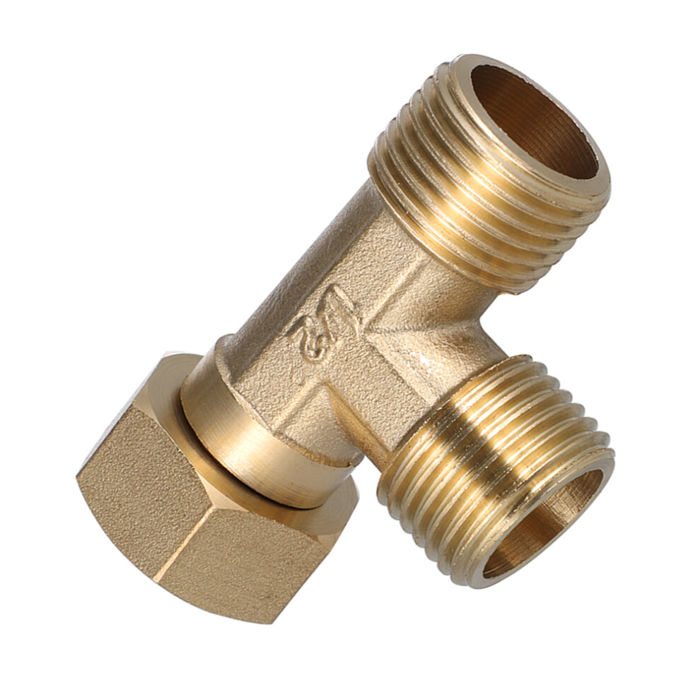 Photos - Other Bathroom Accessories Brass T-Pipe Tee Connector for Water Pump Heater Leakproof Golden