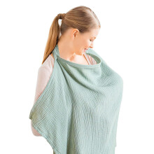 Nursing Cover 29.53 X 37.40 Inch Cotton Breathable Adjustable Neck Strap Light Green Breastfeeding Cover Outdoor