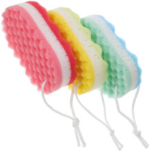 3Pcs Bath Sponge Body Scrubber With Hanging Rope For Shower