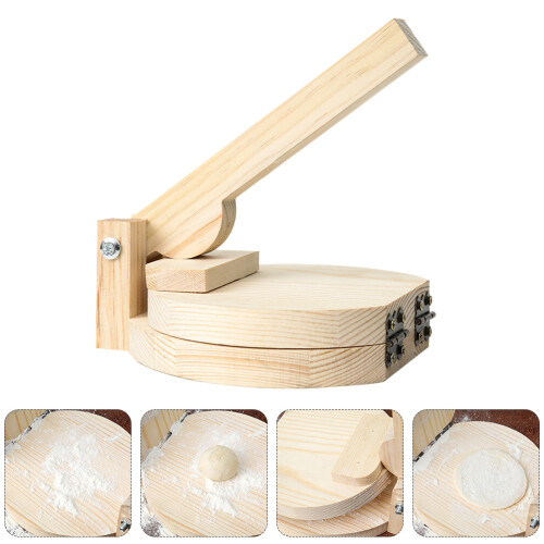 1Pc Wooden Dumpling Presser Tool For Home Use (Log Color) 2