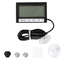 autothermometer met vochtmeter, en zuignap – zwart