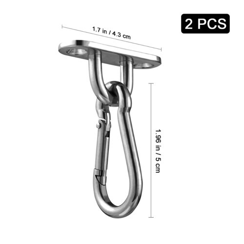 2 Pcs M5 Ceiling Wall Mount Brackets With Swing Hooks For Straps Silver 2