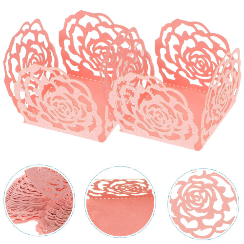 50Pcs Hollow-Out Rose Chocolate Wrappers Candy Packaging Cups 2