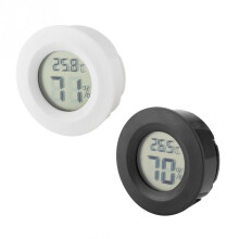 10Pcs Round Digital Hygrometer Acrylic Reptile Pet Black