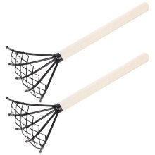 2Pcs hand Rake 5-Tine Beach Shell Rake With Mesh Net