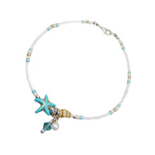 bohemian conch anklet turquoise beads silver foot chain jewelry