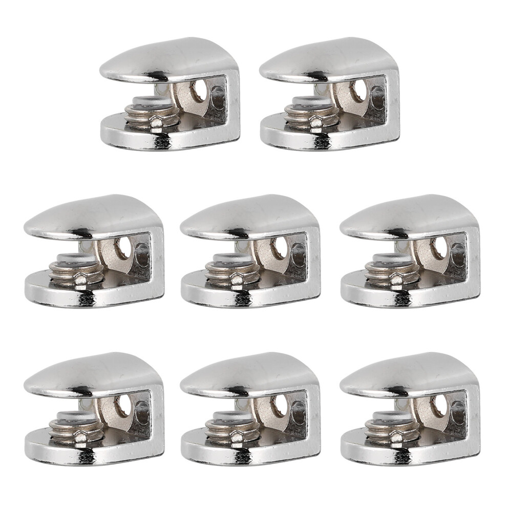 8Pcs Zinc Alloy Glass Clamps Silver Adjustable Shelf Holders For Glass 3321770196302