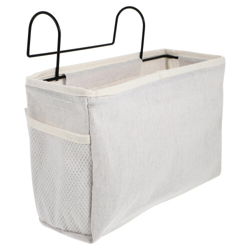 1pc canvas bedside hanging basket for dorm bed storage organizer 2
