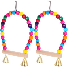 2Pcs Wooden Bird Swing Parrot Cage Accessories Budgie Stand Stick