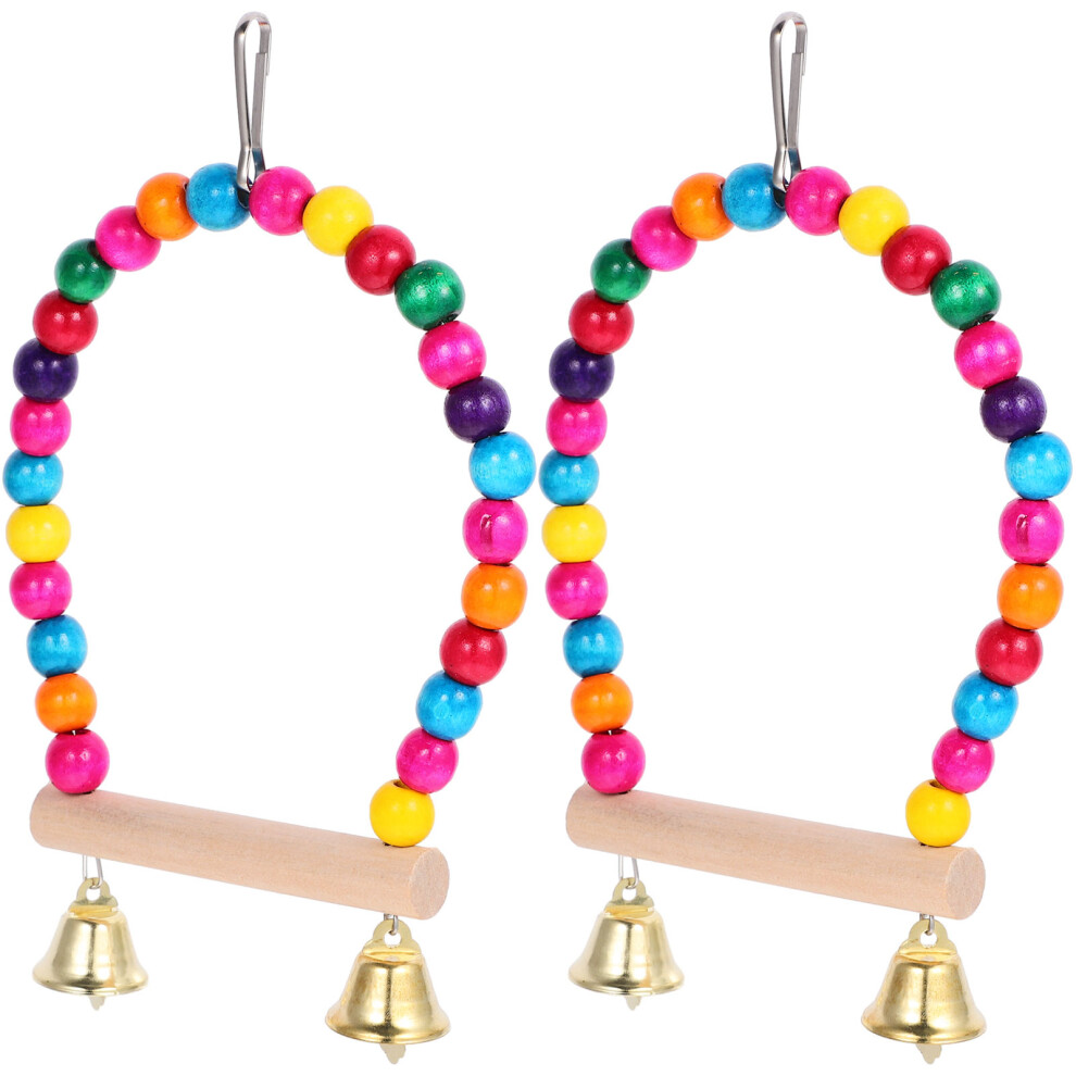Ohphcall 2Pcs Wooden Bird Swing Parrot Cage Accessories Budgie Stand Stick