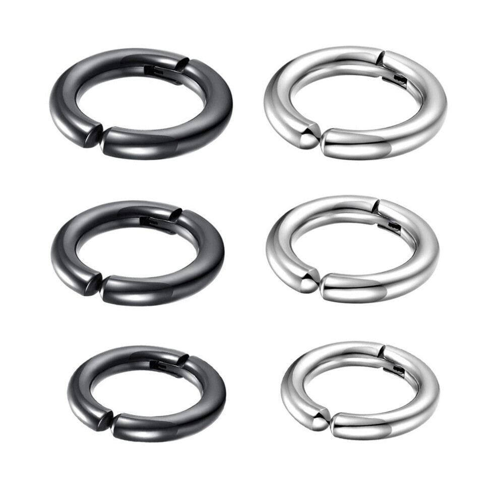 Photos - Earrings 6pcs round ear clips for men, non-piercing ear cuffs, 14mm 12mm 10mm