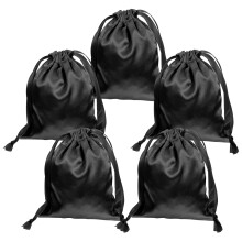 5St Zwarte Polyester Drawstring Bags Voor Sieraden & Cosmetica