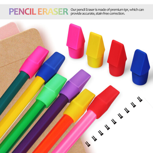 120Pcs Pencil Top Erasers Assorted Colors For Home Office Classroom 2