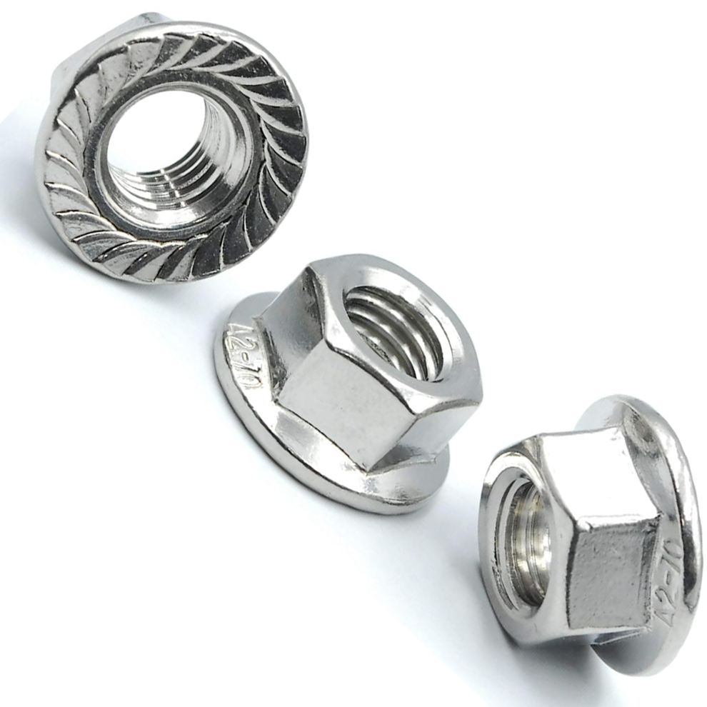 (2, M4) Serrated Flange Nuts Din 6923 - A2 Stainless Steel Locking Nuts 5056826610461