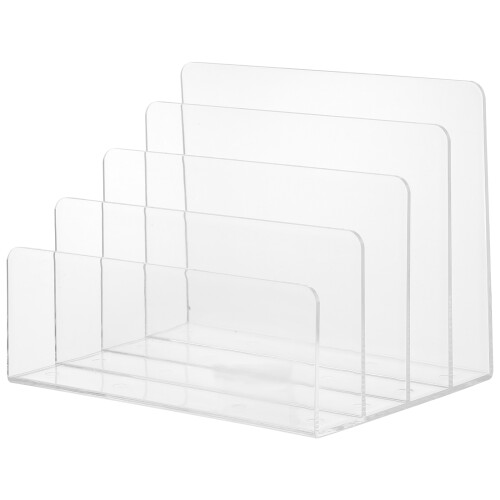 Desktop Transparent Book End Magazine Display Stand Compartment 1