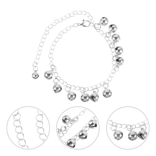 Bell Charm Bracelet Silver Plated Solid Link Chain For Women 1