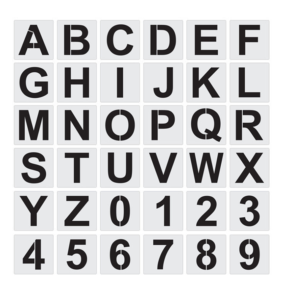 36Pcs Reusable Alphabet And Number Stencil Templates For Painting 3321770173167