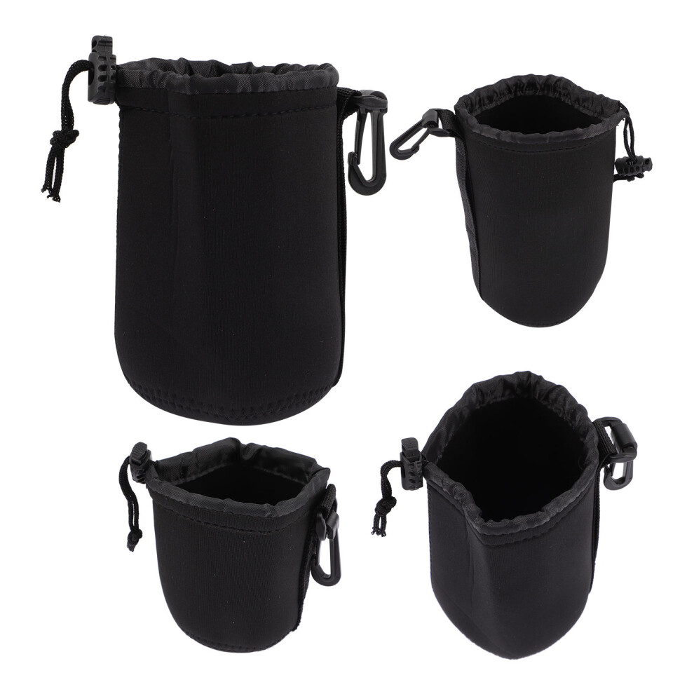 4Pcs Waterproof Neoprene Camera Lens Pouch For Storage Black 3322122745520