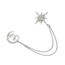 deer moon star brooch with decorative chain lapel pin