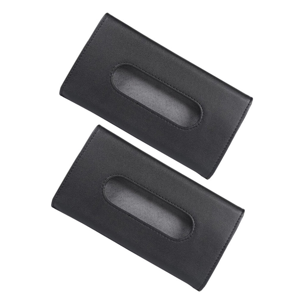 2Pcs Pu Car Sun Visor Tissue Holder Napkin Holder Black 3322059891130