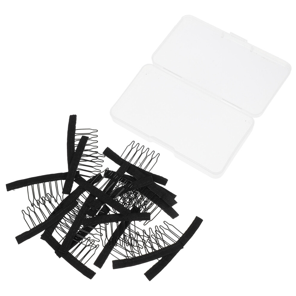 Happyyami 20Pcs Hair Styling Wig Comb Clips Black Plastic Wig Accessory Set