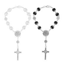 2pcs car rosary with cross pendants, rearview mirror hanging ornament