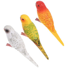 3Pcs Artificial Parakeet Figurines For Garden And Bird Decoration