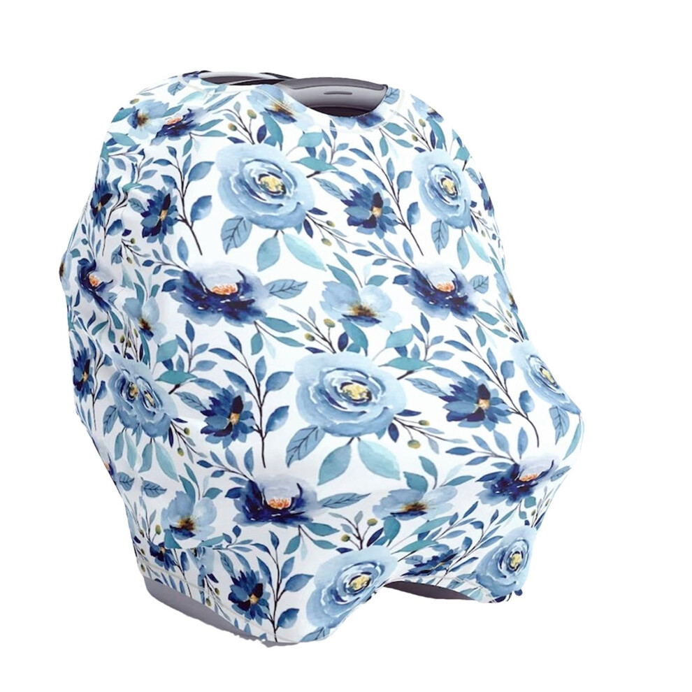 Car Seat Canopy Universal Fit For Car Seat And Stroller Breathable Privacy Breastfeeding Cover Flower Blue