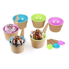 1 szt. fioletowa plastikowa na lody z łyżką, odporna na wypadanie
