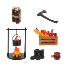 1 set ornament mit harz feuer und falschem steak