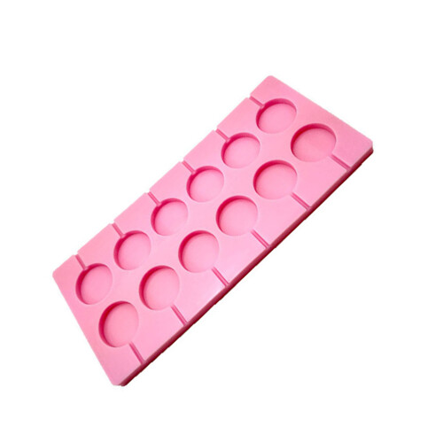 12-teilige silikonschokoladenform mit , rund, pink 2