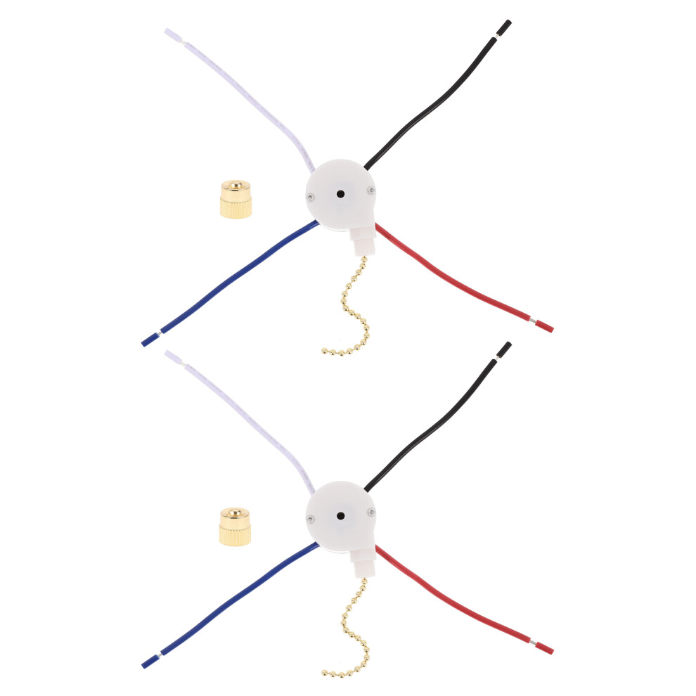 2Pcs Ceiling Fan Pull Chain Switch 3-Speed 4-Wire For Fan Lights 3322809684654
