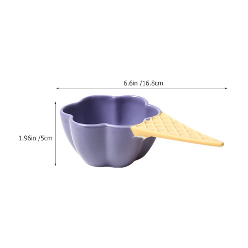 Ceramic Ice Cream Bowl with Handle for Fruit Dessert 2
