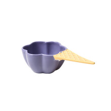 Ceramic Ice Cream Bowl with Handle for Fruit Dessert
