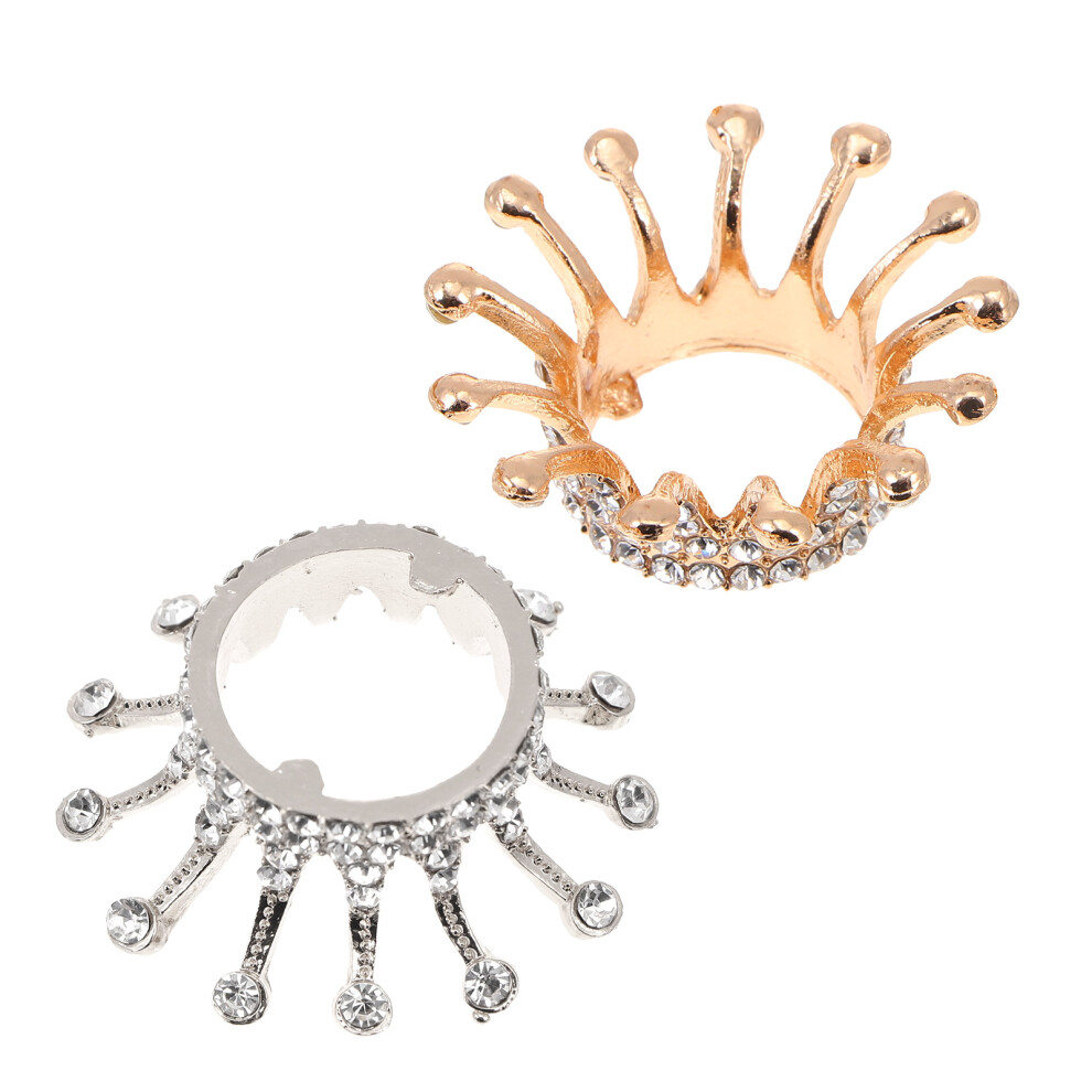 Ohphcall 2Pcs Assorted Color Alloy Nail Pen Holders Crown Design Manicure Tools