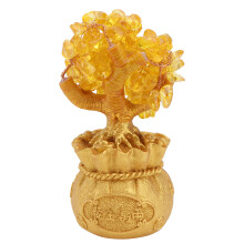 1Pc Creative Crystal Fortune Tree Decoration For Home Desktop Golden