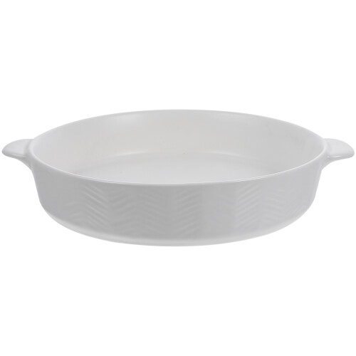 round ceramic baking dish with double handles for roasting and baking