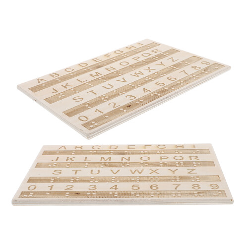 Wooden Braille Alphabet Board With Raised Dots For Blind Users