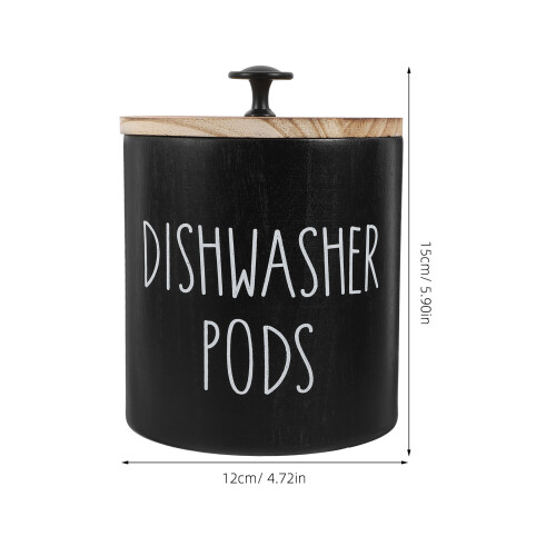 round dishwasher pod holder wood storage container with lid 2