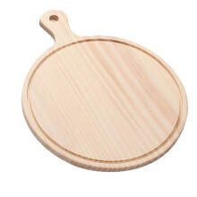 Pine Wood Pizza Plate 12-Inch Beige With Handle, Cut-Resistant Wooden Pizza Board, Chopping Board