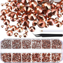 2000 Pieces Flat Back Gems Rhinestones 6 Sizes (1.5-6 Mm) Round Crystal Rhinestones