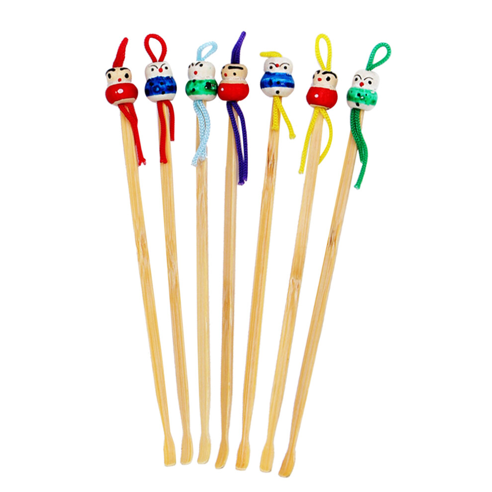 Inoomp 12Pcs Cartoon Wooden Ear Cleaners Adorable Wax Removers Random Color