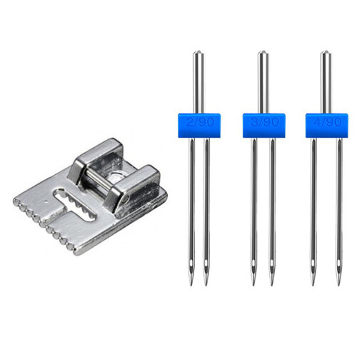 1 Pc Presser Foot And 3 Pcs Double Needles For Sewing Machines 2