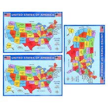 3pcs laminated usa map poster educational wall chart for kids bedroom decor