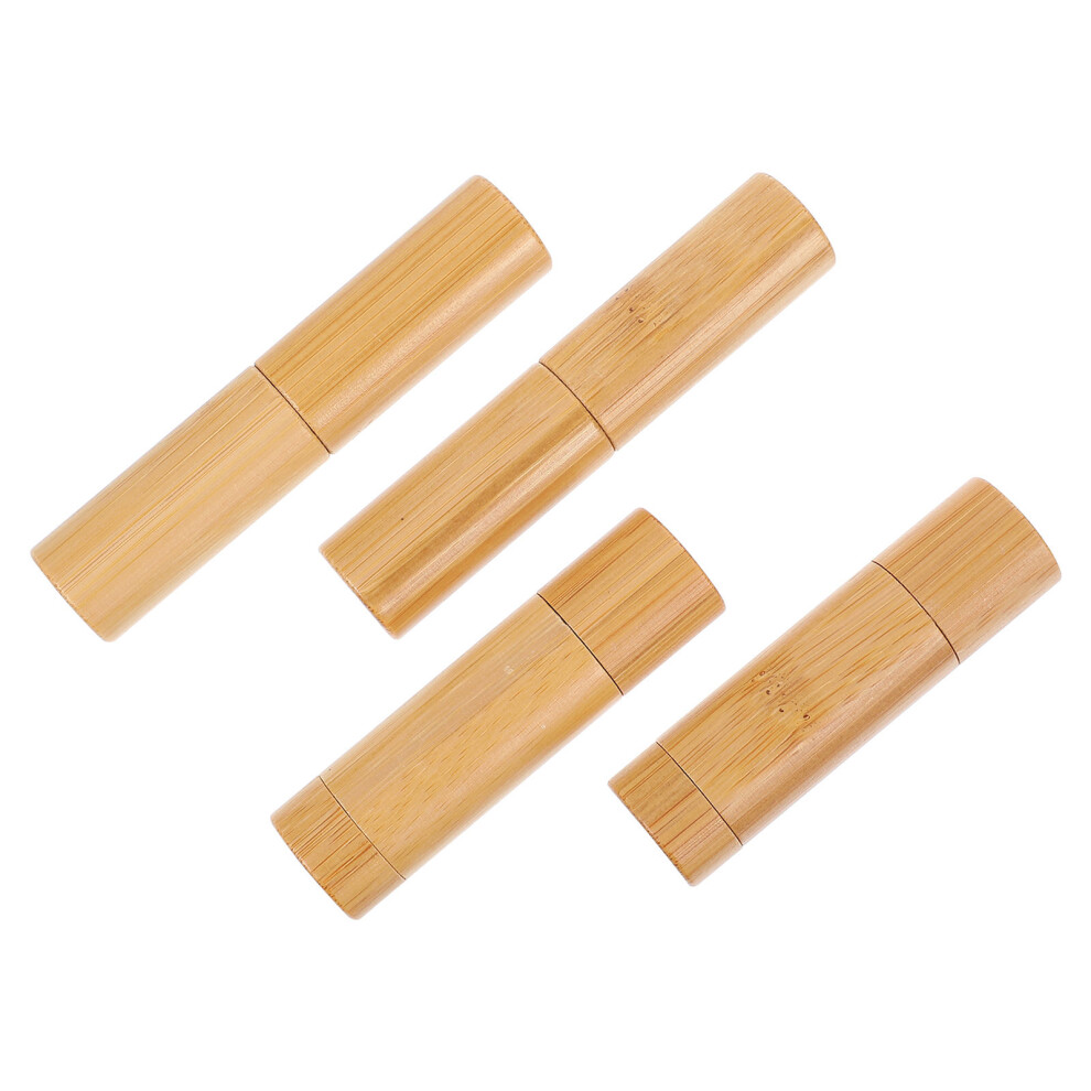 Ohphcall 4Pcs Bamboo Lipstick Storage Tubes Empty For Makeup Subpackage