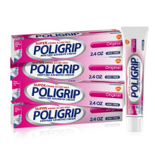 Super Poligrip Original Haftcreme f   r Zahnprothesen, zinkfreie Zahnprothesencreme f   r Zahnprothesen     2,4 Unzen (4er-Pack)