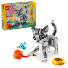 LEGO Creator 3 in 1 Speels kattenspeelgoed - Bouwspeelgoed met 3 bouwopties Kat Hond of Duif - Dierenfiguren voor kinderen, meisjes en jongens vanaf