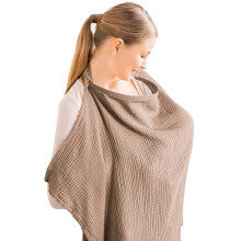 Muslin Nursing Cover 100% Cotton Breathable Breastfeeding Apron With Rigid Hoop Camel Color 2023 Model