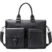 Laptop Bag For Men Large Capacity Single Shoulder Top Layer Cowhide Leather Briefcase 41x27cm